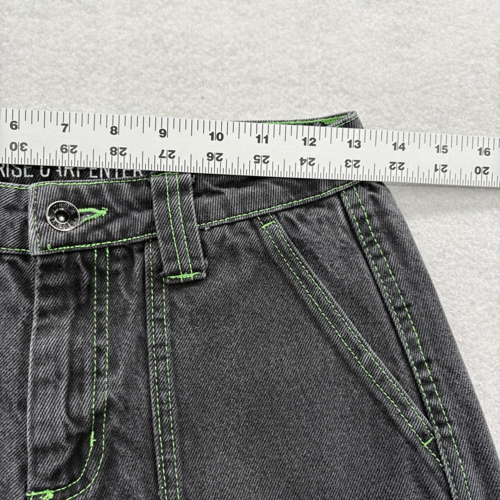 Hot Topic Denim Jeans Womens 1 Black Hi Rise Carpenter Cargo Utility Grunge Y2K - Picture 6 of 12